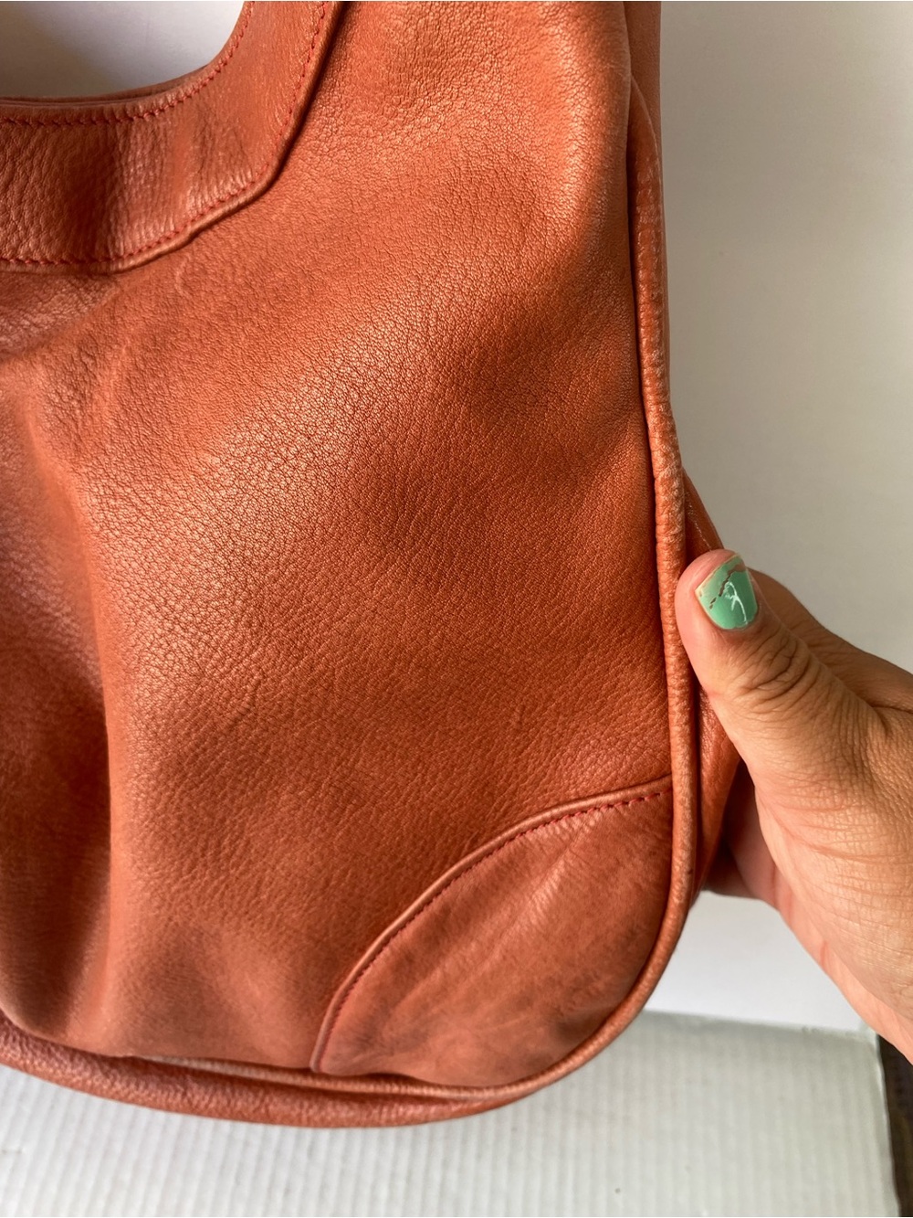 Moore & Giles Leather Slouchy Hobo Shoulder Bag Terracotta Boho Y2K - Picture 11 of 16